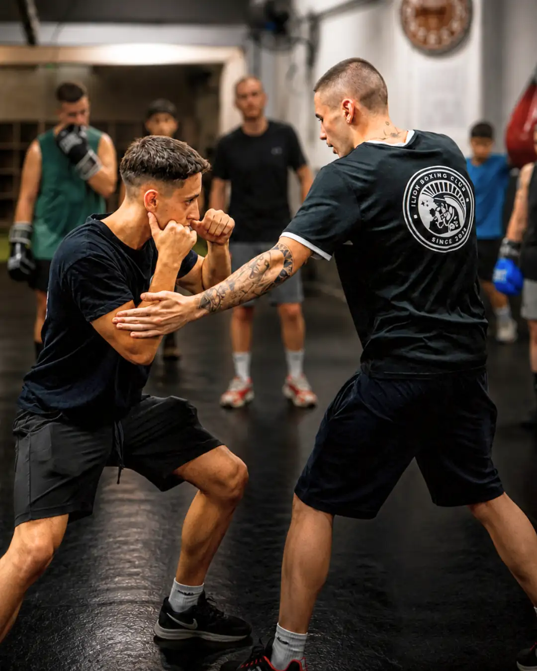 Sparring de boxeo en grupo en Ilion Boxing Club Barcelona